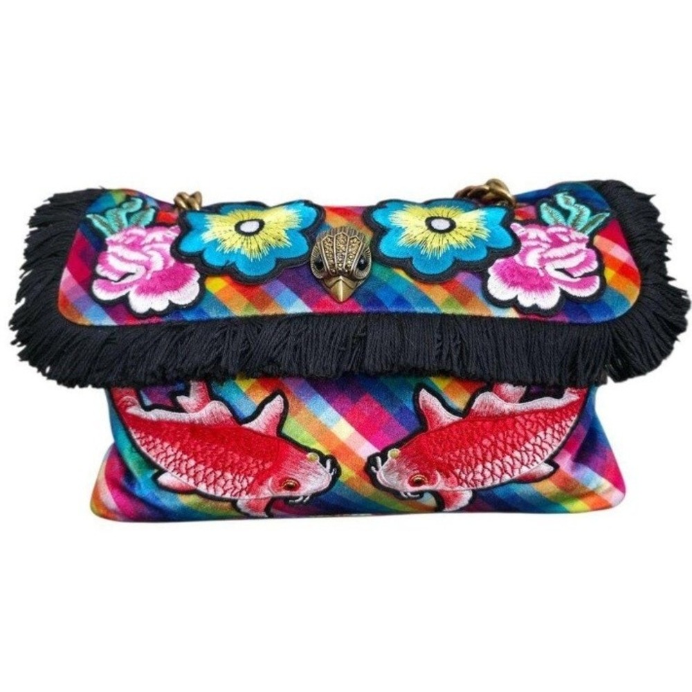 Kurt Geiger Embroidered Koi Fish Floral Chain Link Shoulder Bag - Picture 2 of 15